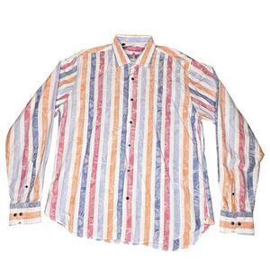 Luchiano Visconti Sz XL Men's Multi-Color Abstract Cotton Long Sleeve Shirt NICE